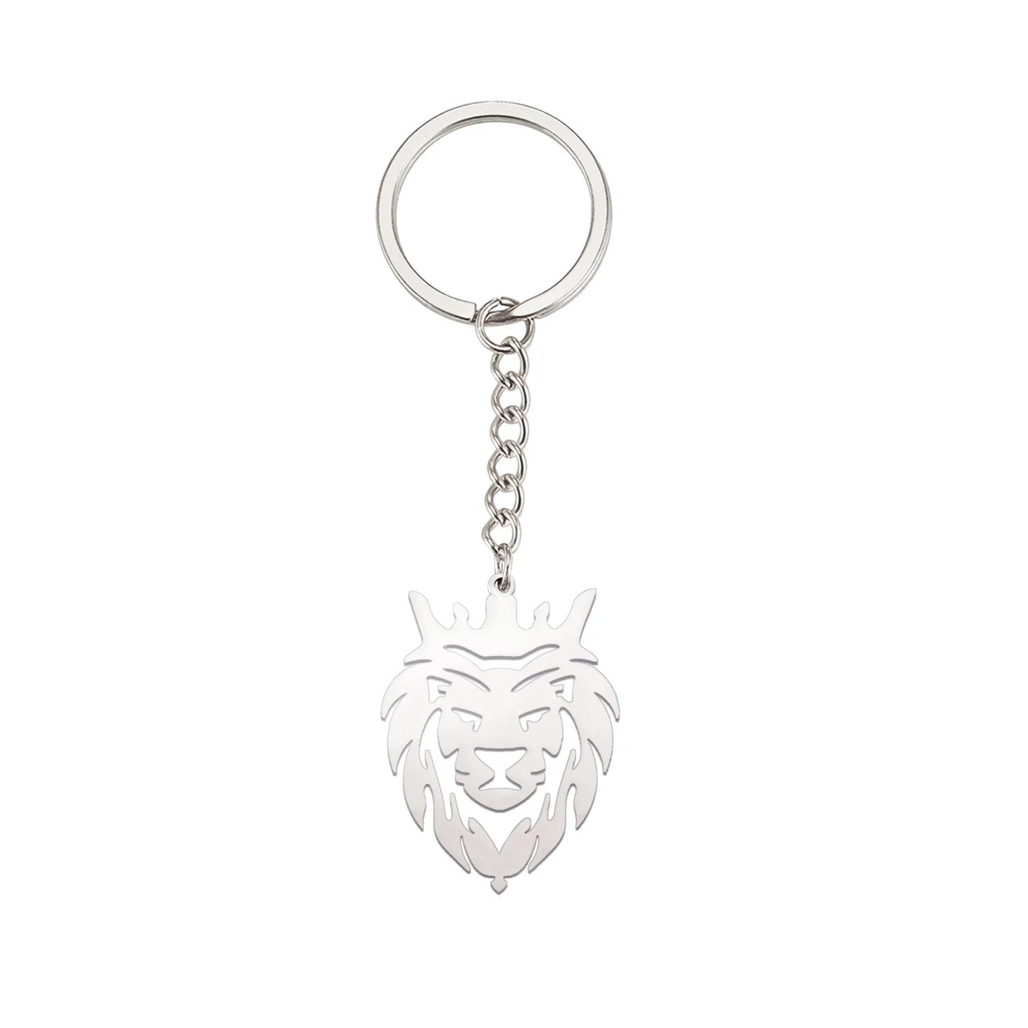 2024 New fashion cut titanium steel chain keychain Lion King Pendant Hip Hop punk style stainless steel animal keychain
