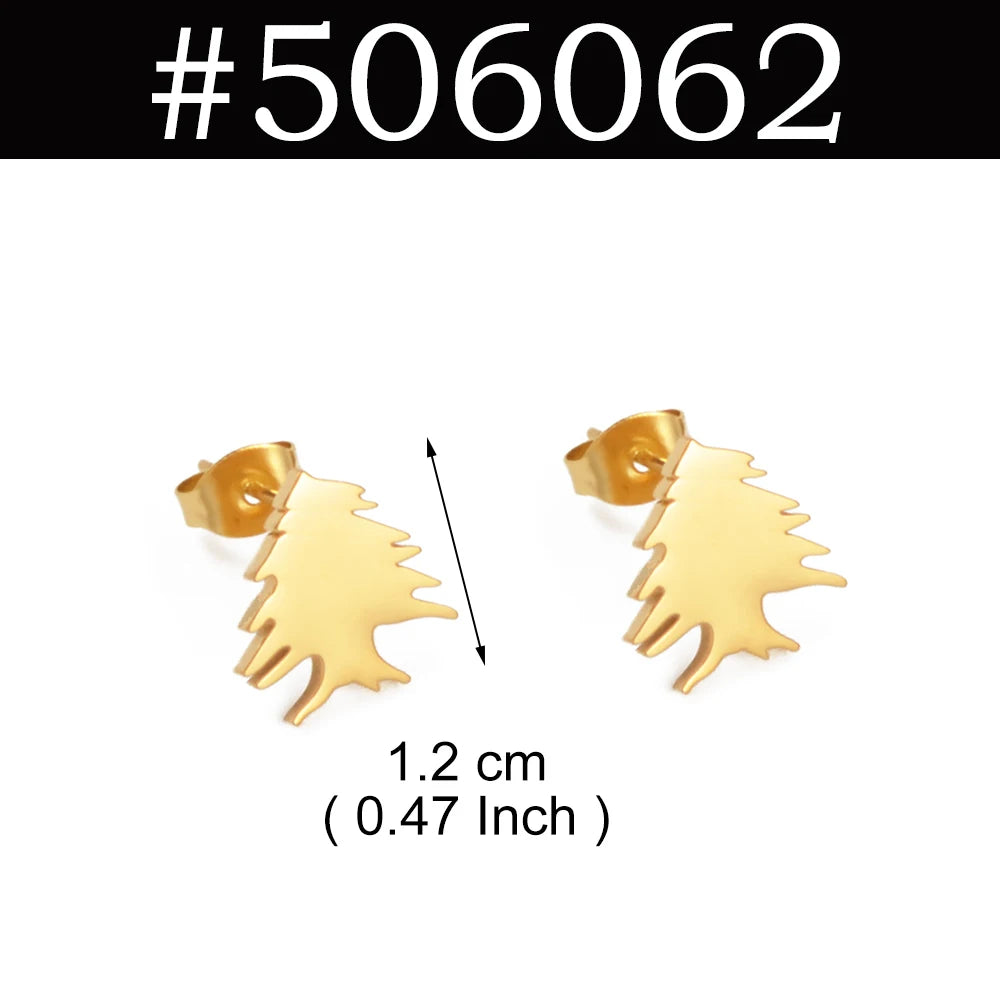 Venezuela,Afghanistan,Lebanon Cedar,Madagascar,India Punjab,Trinidad and Tobago Stud Earrings Stainless Steel Jewelry #505621