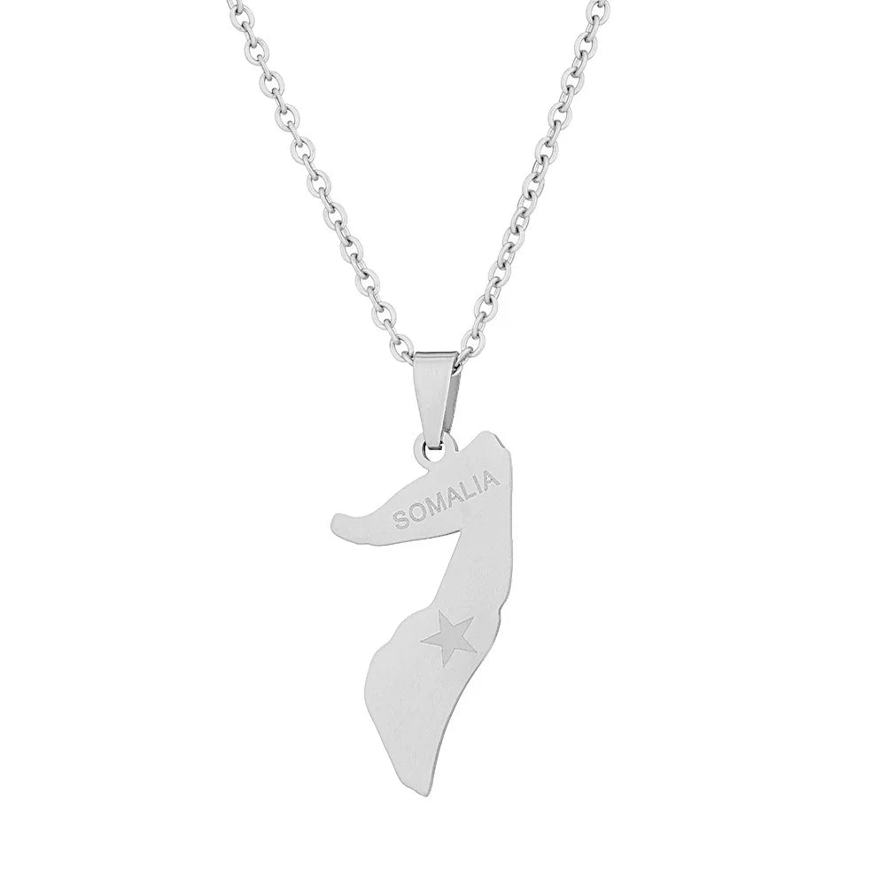 2024 new fashion stainless just Africa Somalia map pendant necklace temperament everything collarbone chain birthday anniversary