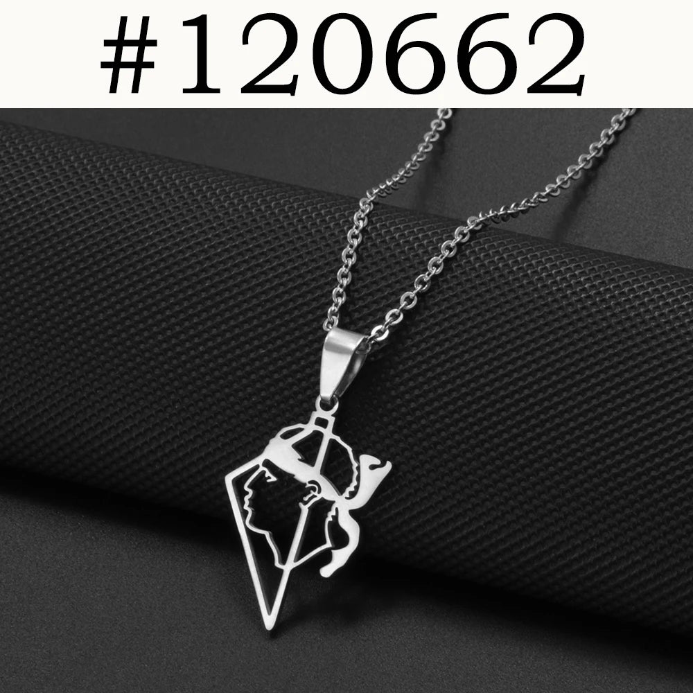 2025 NWE Corsica Flag Pendant Necklaces Sardinia Jewelry for Women Girl Stainless Steel Corse Sardegna #120462