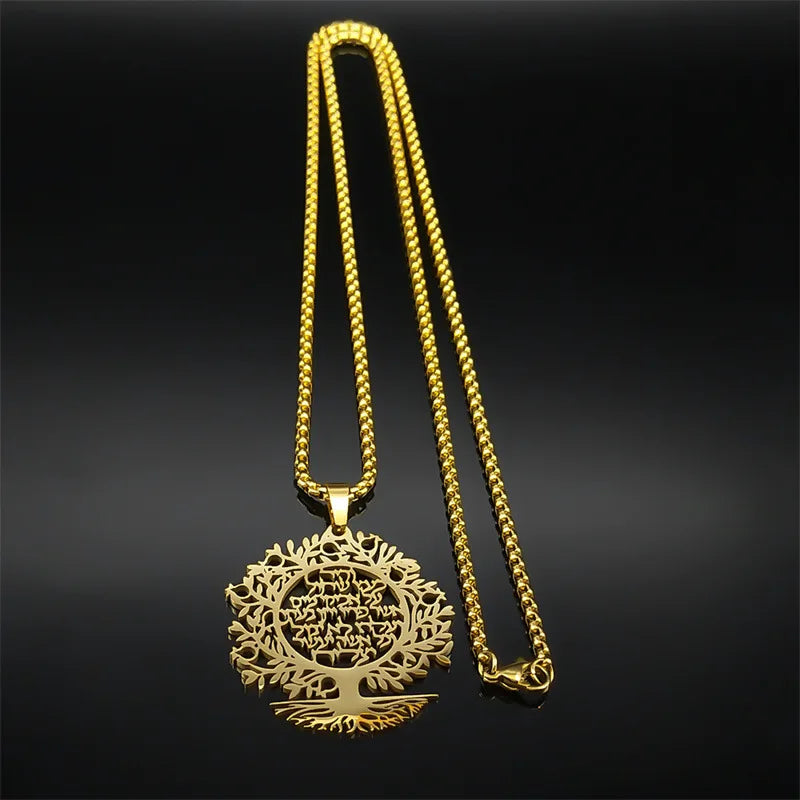 2024 New fashion Tree of Life elegant pendant lettering hollow necklace temperament hundred matching couple collarbone chain