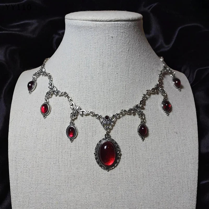 〔YY110〕Vampire Cameo Choker, Gothic Jewelry, Victoria, Retro, Butterfly, Blood Drop, Pagan, Witchcraft, Alternative, Necklace
