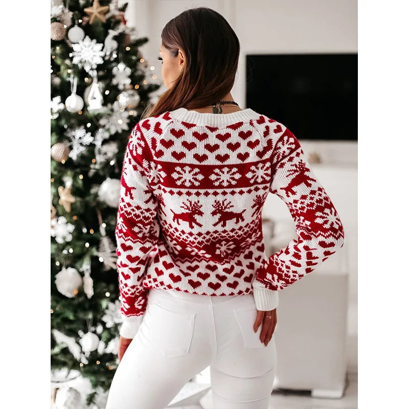 Winter 2025 Women's Christmas Sweater Soft Cute Xmas Look Knitwear Long Sleeve O Neck Jumpers Top Streetwear Y2K Style Pullovers