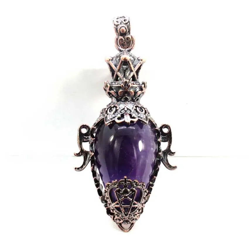 Water Drop Crystal Pendulum for Dowsing Spiritual Divination Natural Amethyst Rose Quartz Onyx Antique Pendulums Pendant Pendulo