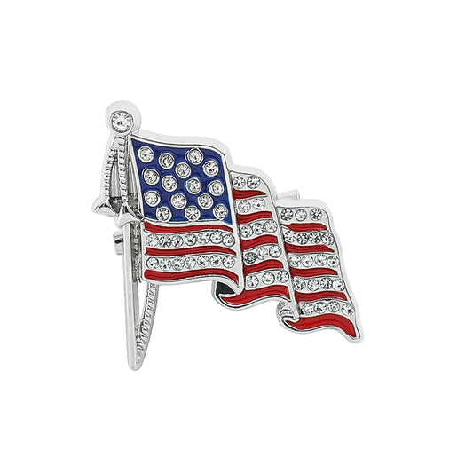 Trend American Flag Rhinestone Brooch Metal Badge Enamel Pin Jacket Jeans Lapel Pin Commemorate Jewelry Accessories Gifts