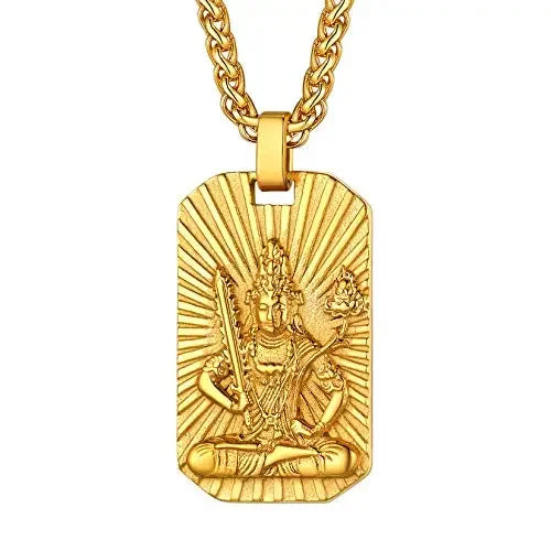 U7 Buddha Necklaces Tantric Buddhism Jewelry Eight Zodiac Guardian Buddha Pendant Dog Tags Talisman Buddhist Amulet Jewellery