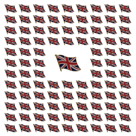 100Pcs Waving British Union Jack Flag Enamel Pin (England) Flag Bulk Metal National Lapel Pin