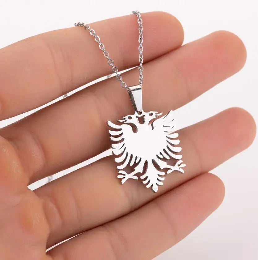 2024 New fashion stainless steel Albanian eagle pendant necklace temperament everything with cute animal collarbone chain access