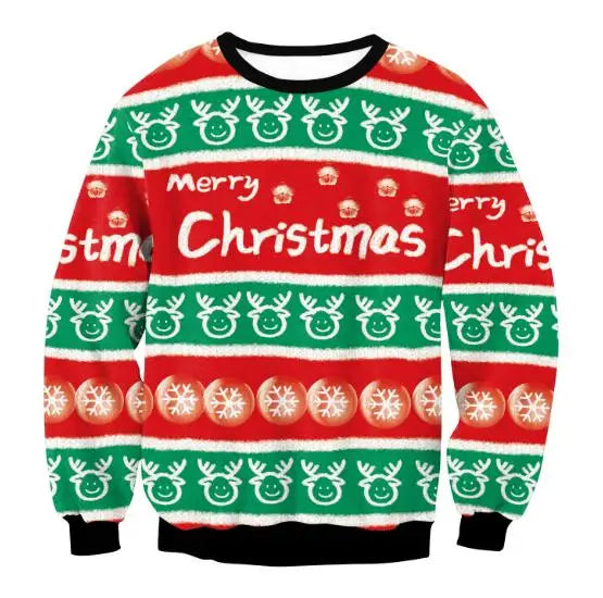 Ugly Christmas Sweaters Green Jumpers 3D Funny Printed Holiday Party Xmas Sweatshirt for Party Birthday Xmas Sweatshirt 2024