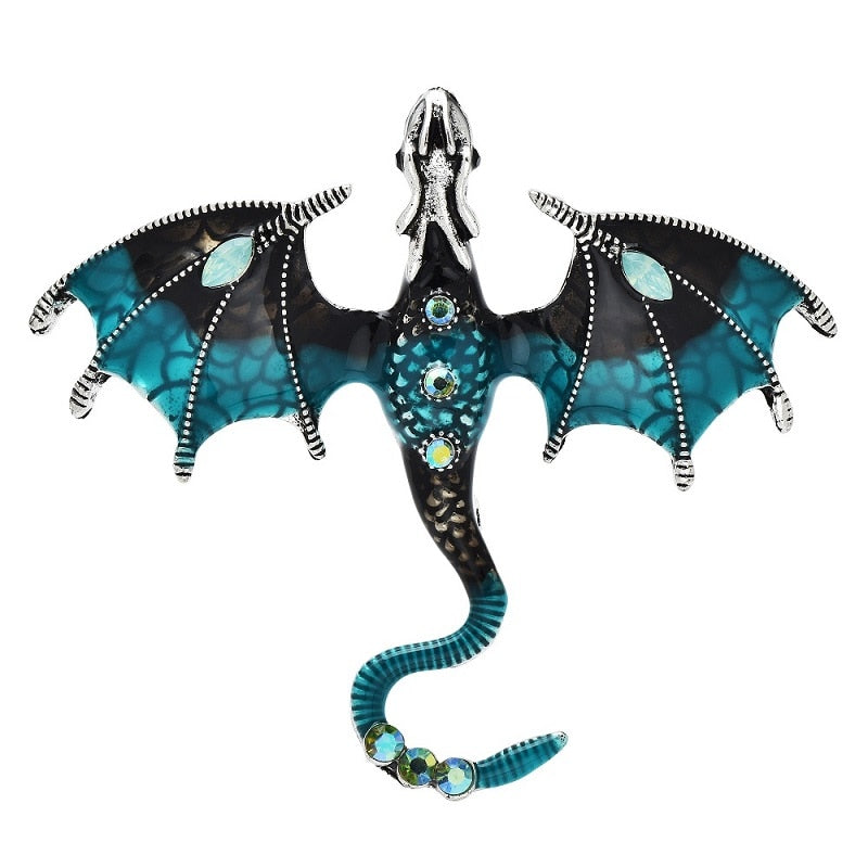 Wuli&baby Enamel Dragon Brooches For Women Men 6-color Rhinestone Flying Legand Animal Party Office Brooch Pins Gifts