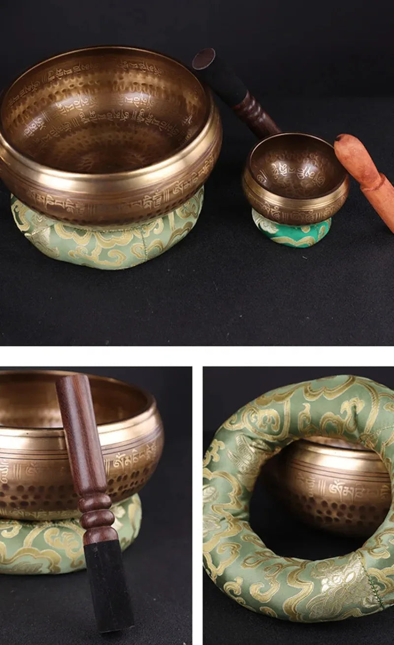 Nepal Large Bowl Singing 20cm Copper Handmade Buddha Bowls Tibetan Yoga Bowl Meditation Tools Buddha Sound Bowls Awareness Set