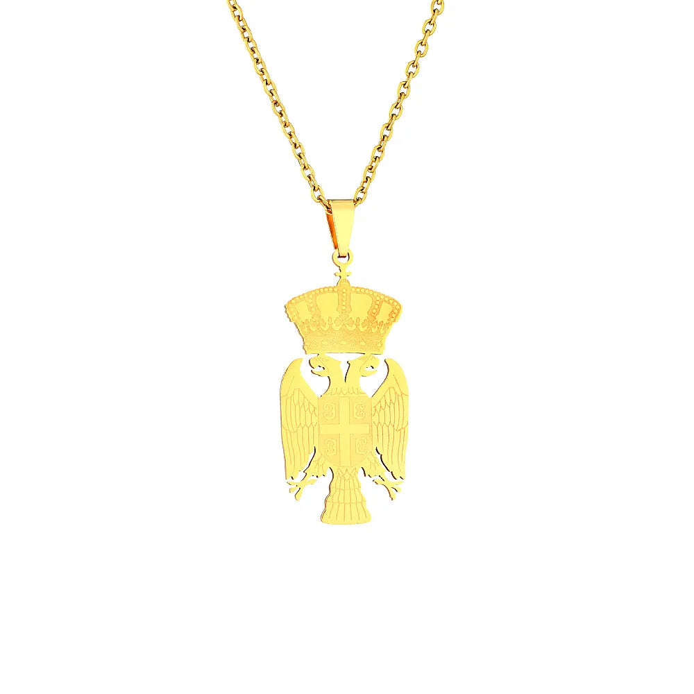 2024 new fashion stainless steel Republic of Serbia eagle pendant necklace temperament everything collarbone chain birthday anni