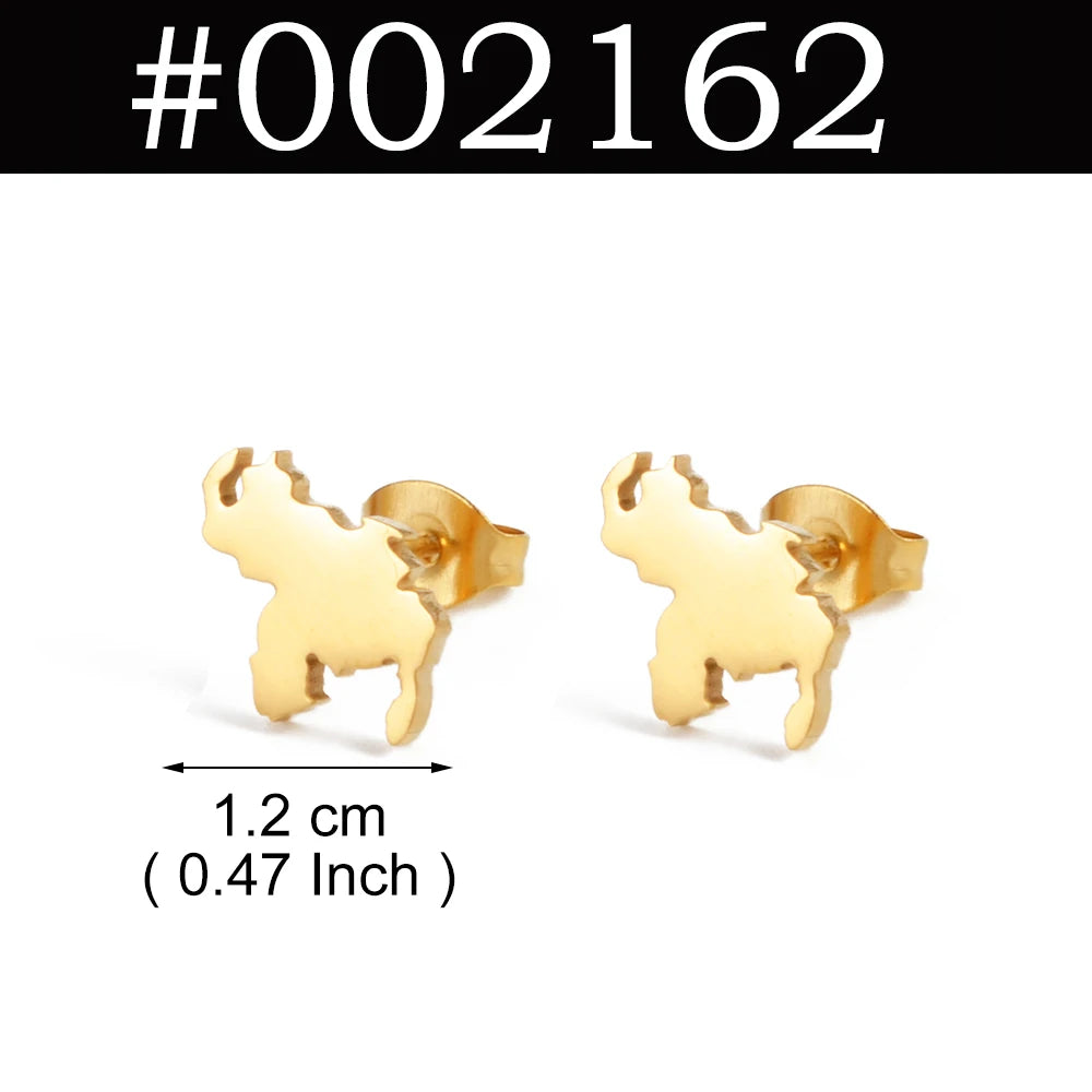 Venezuela,Afghanistan,Lebanon Cedar,Madagascar,India Punjab,Trinidad and Tobago Stud Earrings Stainless Steel Jewelry #505621