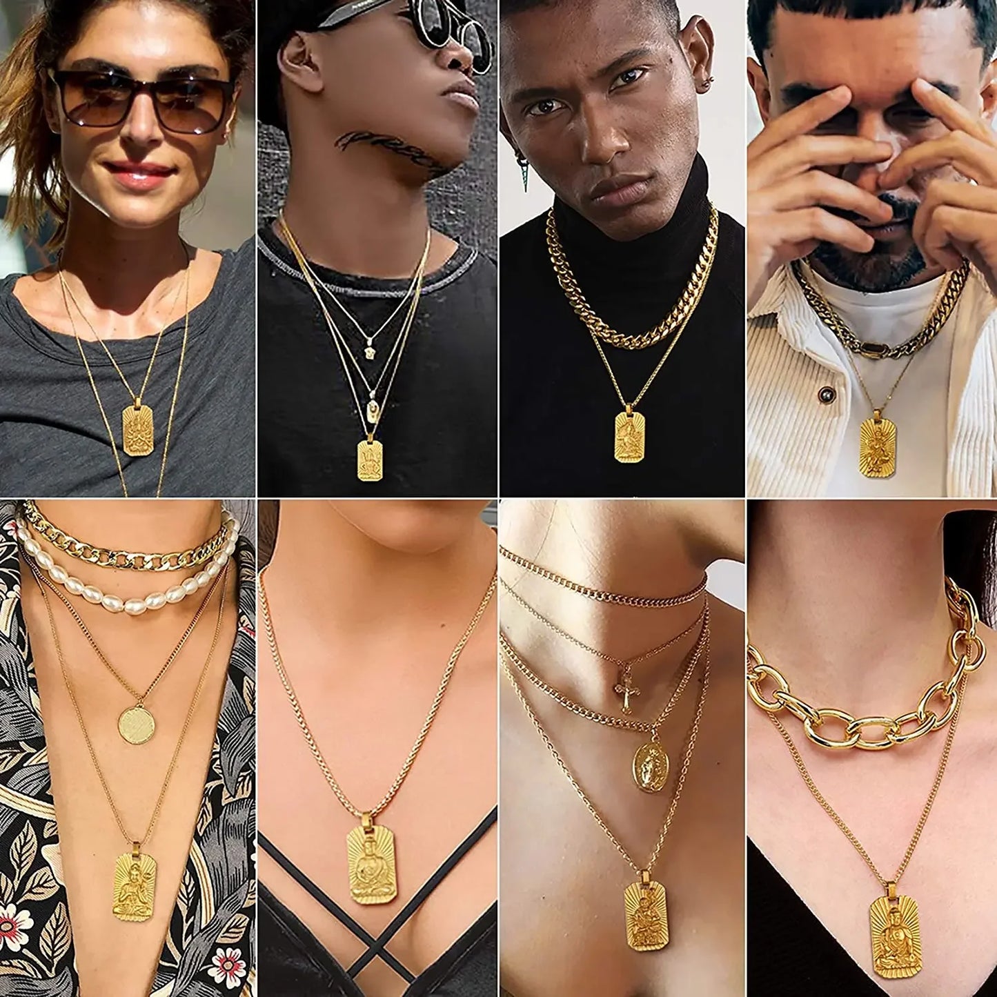 U7 Buddha Necklaces Tantric Buddhism Jewelry Eight Zodiac Guardian Buddha Pendant Dog Tags Talisman Buddhist Amulet Jewellery