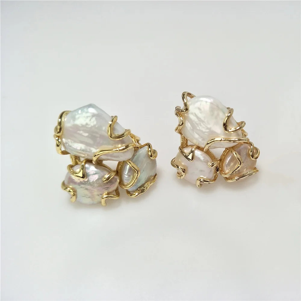 1Pcs Natural Freshwater Pearl Rings,Goden Plated Adjustable Ring Jewelry For Beautiful Women Valentines Gift RG052