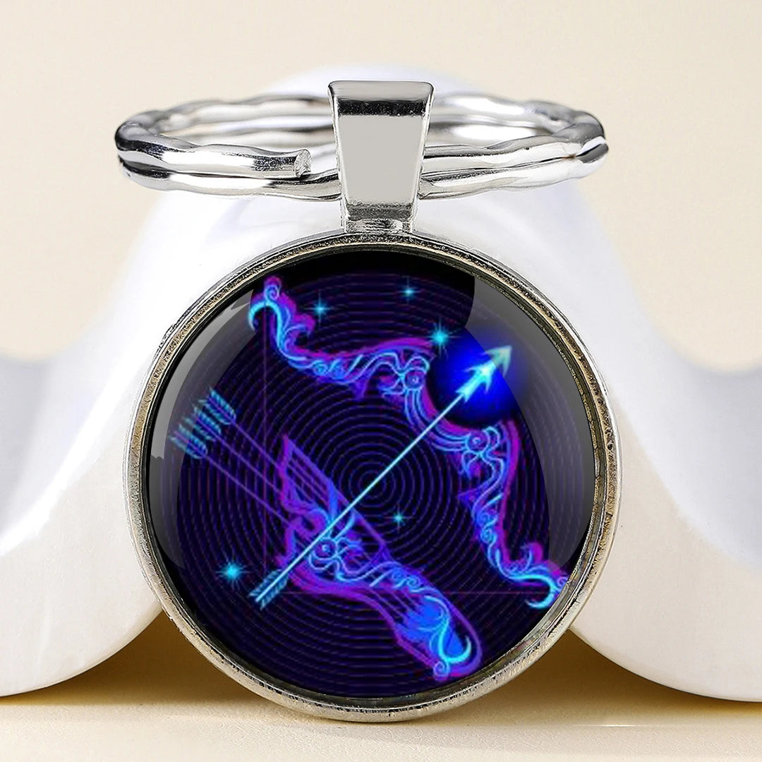 Star Sign Animal Cats Lion Graphic Design Key Chain Unique Keyrings Charm Pendant Jewelry Perfect Birthday Anniversary Gift Idea