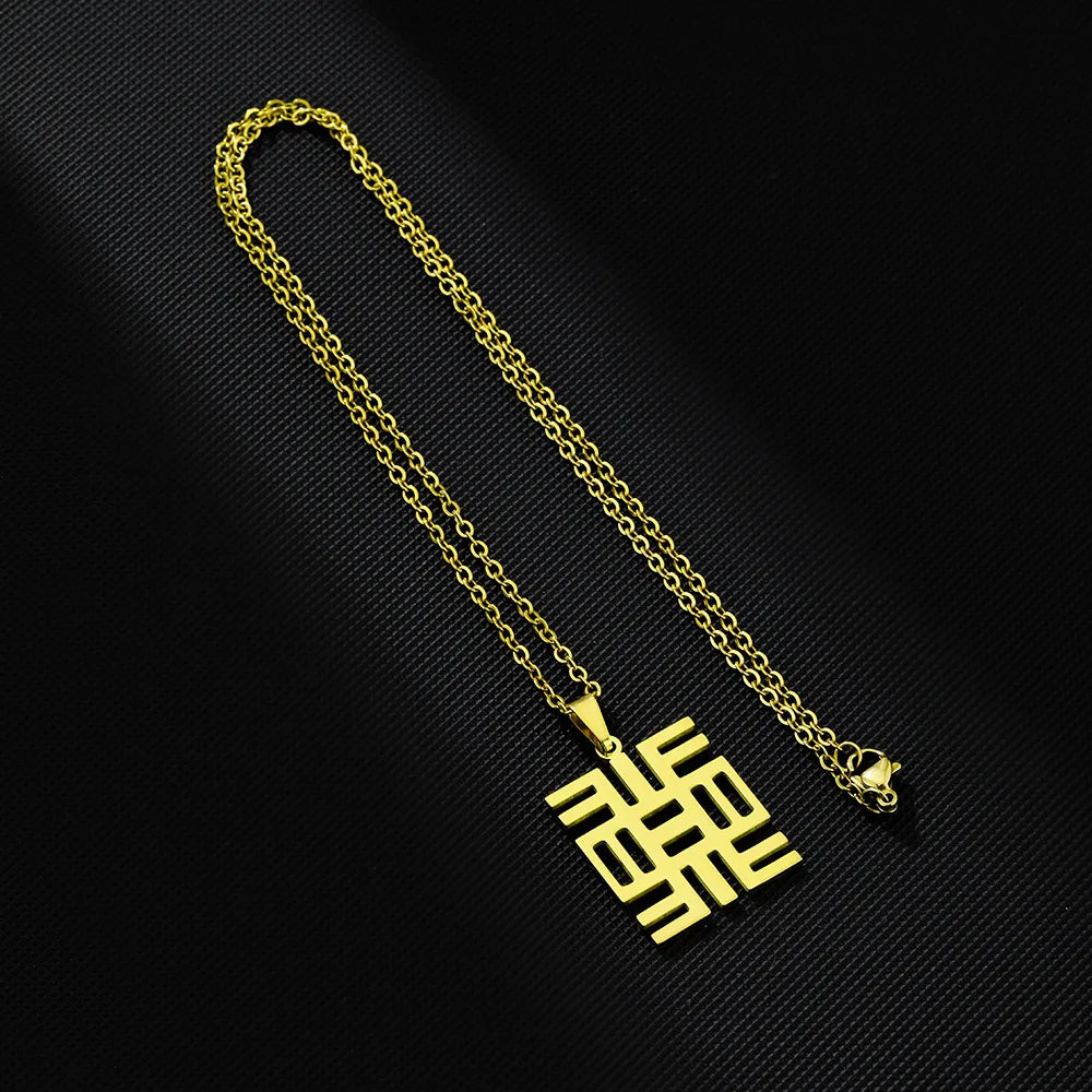 2024 New fashion stainless steel African ancient cultural symbol necklace for women and men couples ethnic style accessories col