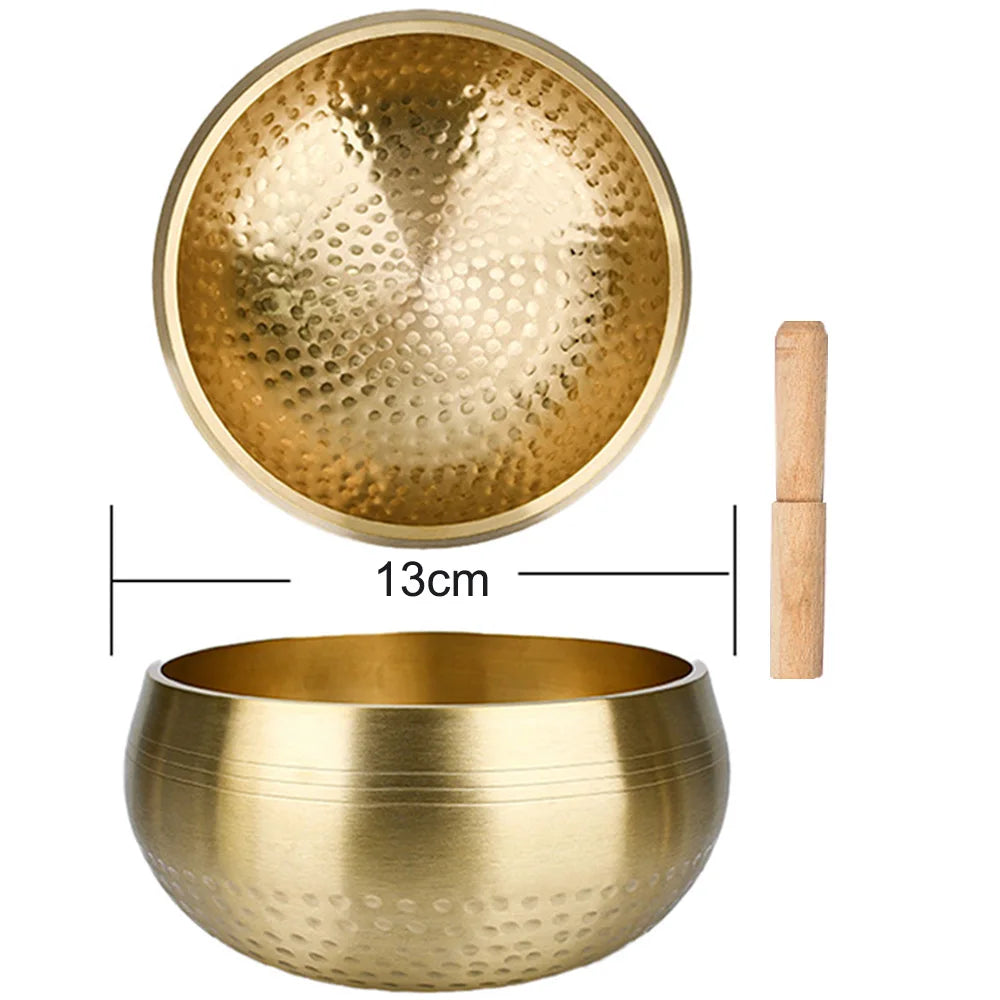 Tibetan Brass Singing Bowl Sanskrit Yoga Meditation for Sound Handmade Healing Stress Relief Buddha Mindfulness Instrument