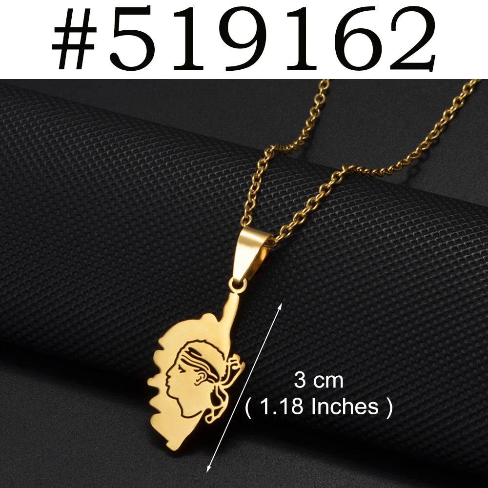 2025 New Arrivals Corsica Flag Pendant Necklaces Stainless Steel for Women Girls Sardinia Ethnic Jewelry #518762