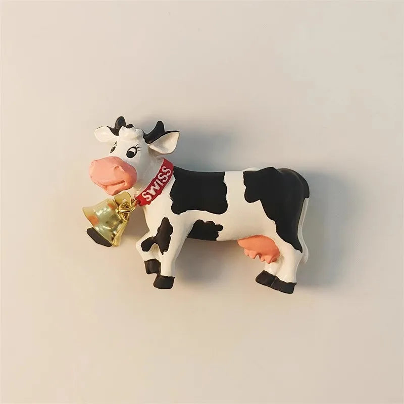Swiss Dairy Cows Hand-painted 3D Fridge Magnets Switzerland Souvenirs Refrigerator Magnetic Stickers Gift