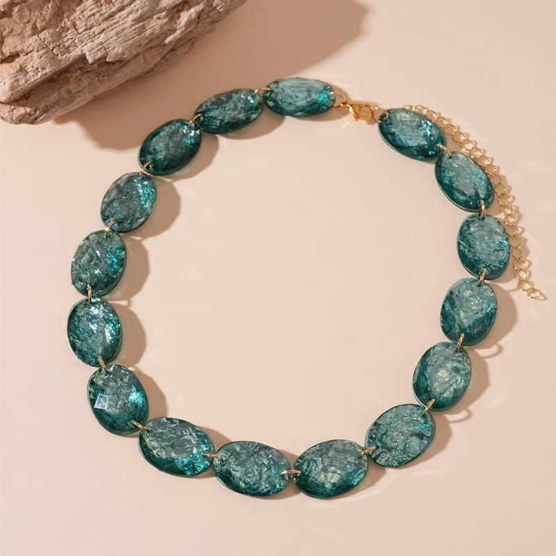 Vintage Ellipse Geometry Necklace Fashion Jewelry Women Trend Delicate Exaggerate Party Gifts Personality Accessories RG202