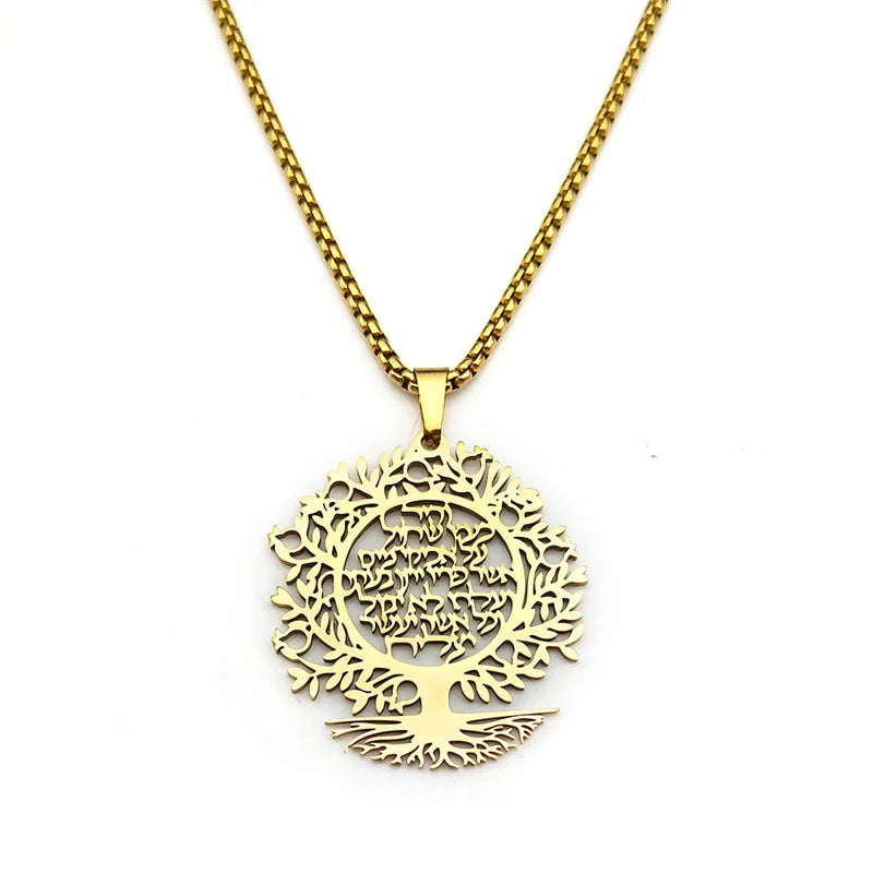 2024 New fashion Tree of Life elegant pendant lettering hollow necklace temperament hundred matching couple collarbone chain