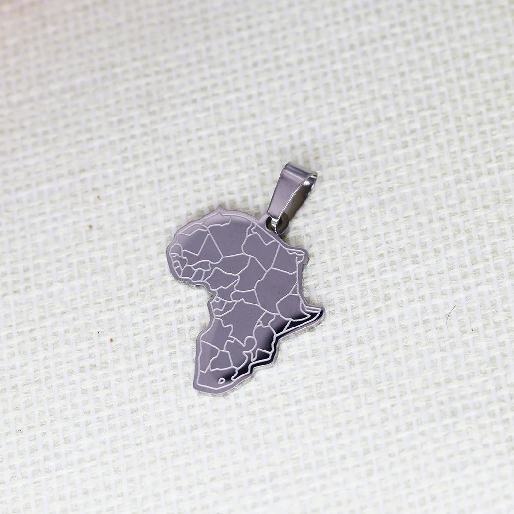 2PCS Africa Map Pendant DIY Stainless Steel Gift For Women Men Charm Pendant For Bracelet Jewelry Findings