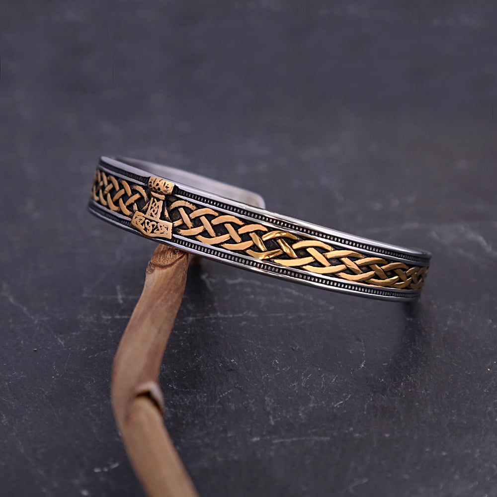 Fashion Retro Nordic Viking Thor's Hammer Bracelet Stainless Steel Open Bracelets Men and Women Punk Amulet Jewelry Wholesale