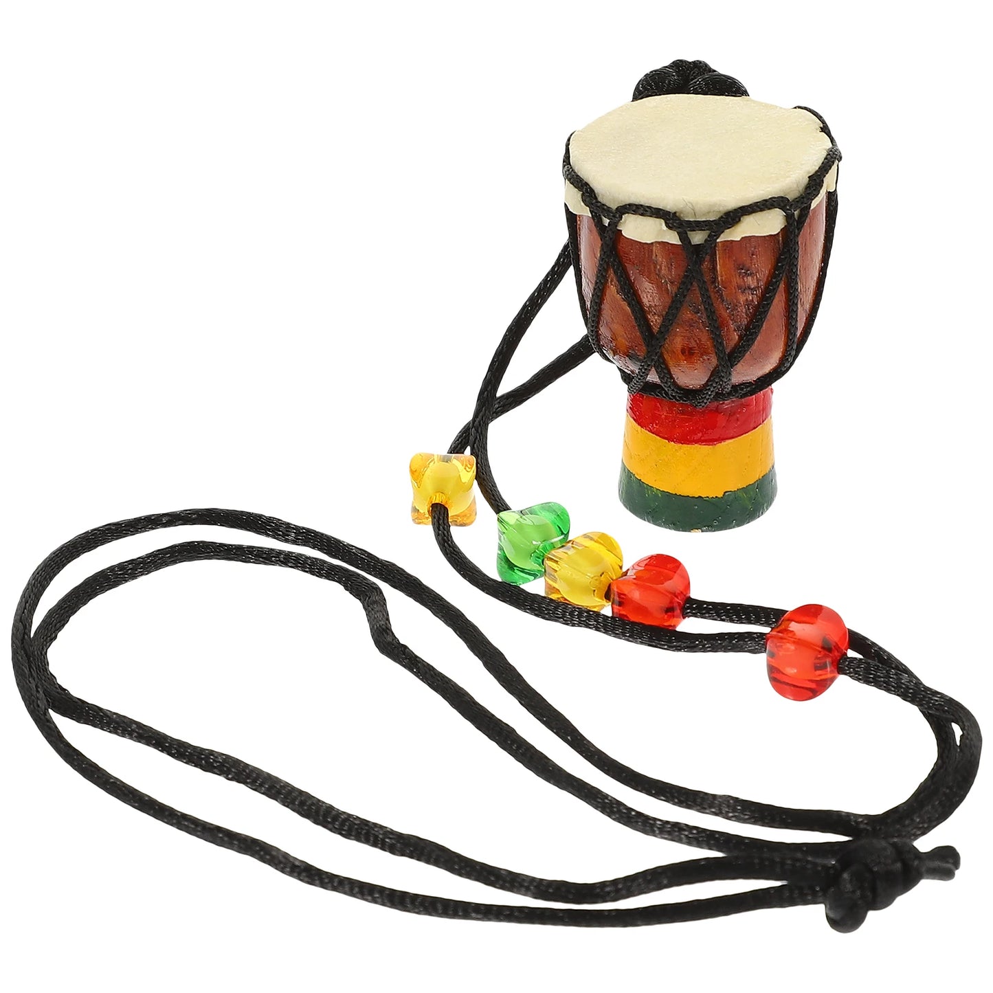1pc African Drum Necklace Handmade Wood Drum decorative Necklace African Hand Drum Pendant Authentic Musical Instrument Necklace