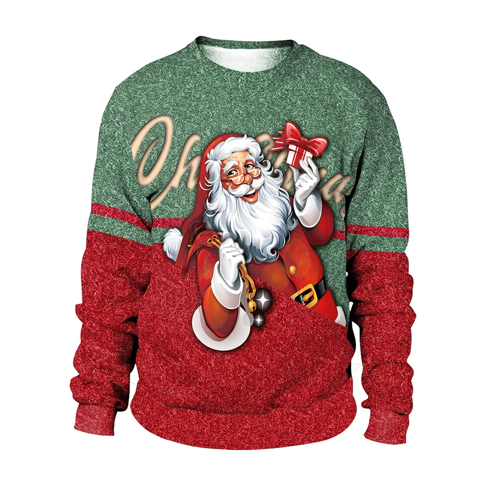 [You're My Secret]Women Autumn Winter Long Sleeve Crew Neck Pullover Tops Christmas Party Santa Claus Printed Casual Sweatshirts