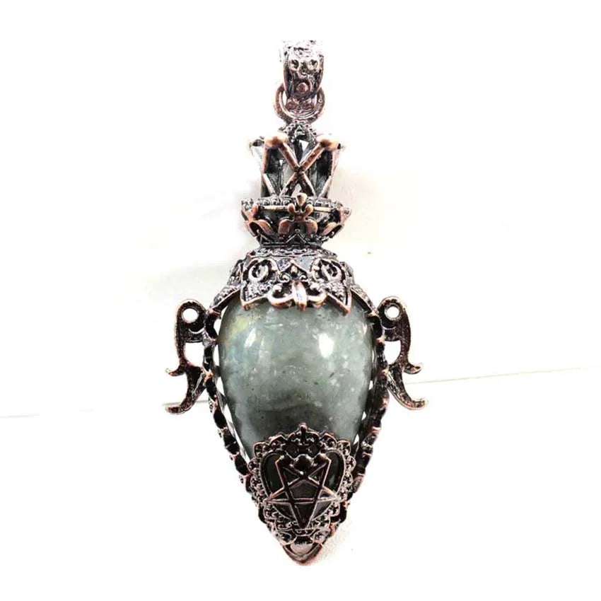 Water Drop Crystal Pendulum for Dowsing Spiritual Divination Natural Amethyst Rose Quartz Onyx Antique Pendulums Pendant Pendulo