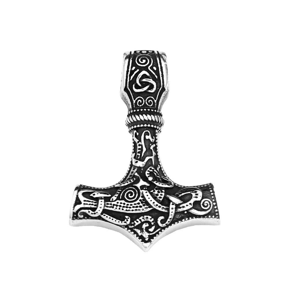 Viking Vintage Thor Hammer Necklace For Men Woman Stainless Steel Valknut Pendant Celtic Knot Amulet Jewelry Gift Dropshipping