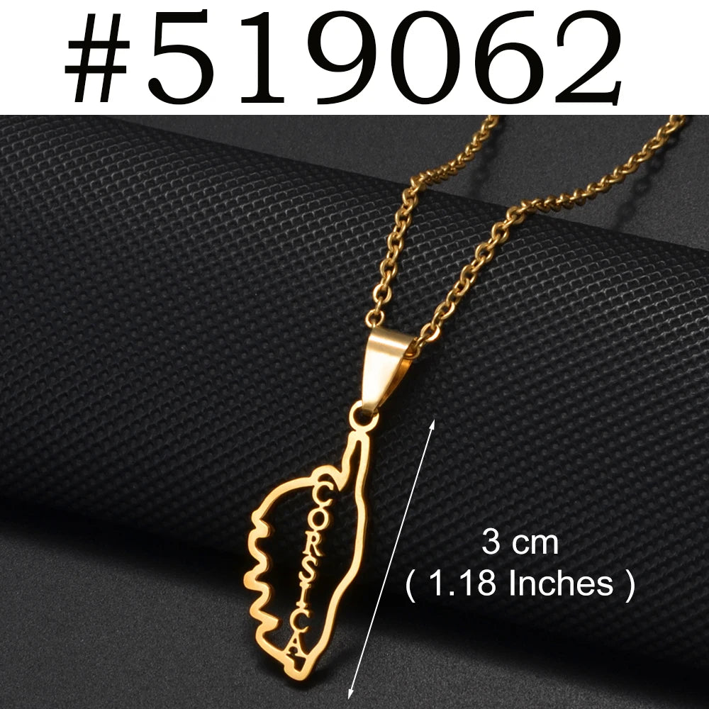 2025 New Arrivals Corsica Flag Pendant Necklaces Stainless Steel for Women Girls Sardinia Ethnic Jewelry #518762