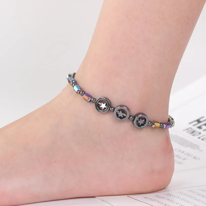 Weight Loss Slimming Anklet Bracelet Magnetic Therapy Colorful Gallstone Hematite Chain Stimulating Acupoints Slim Fat Bracelet