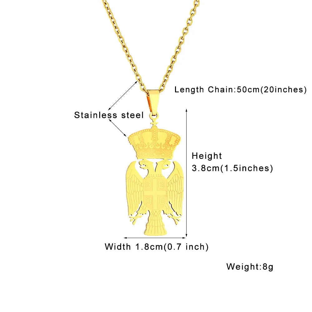 2024 new fashion stainless steel Republic of Serbia eagle pendant necklace temperament everything collarbone chain birthday anni