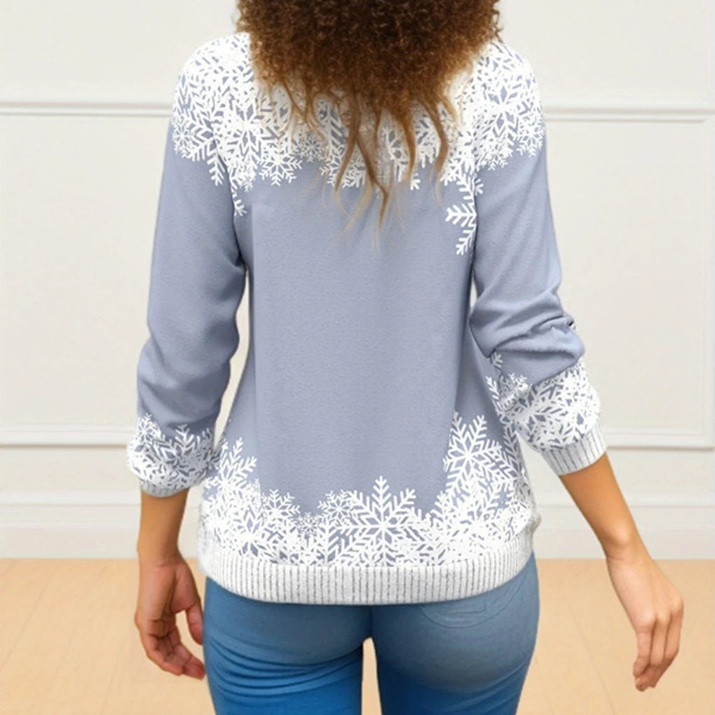 2024 Christmas Series Women’s Autumn and Winter Casual Fashion Printed Long Sleeve Round Neck Pullover Large Size Sweatshirt