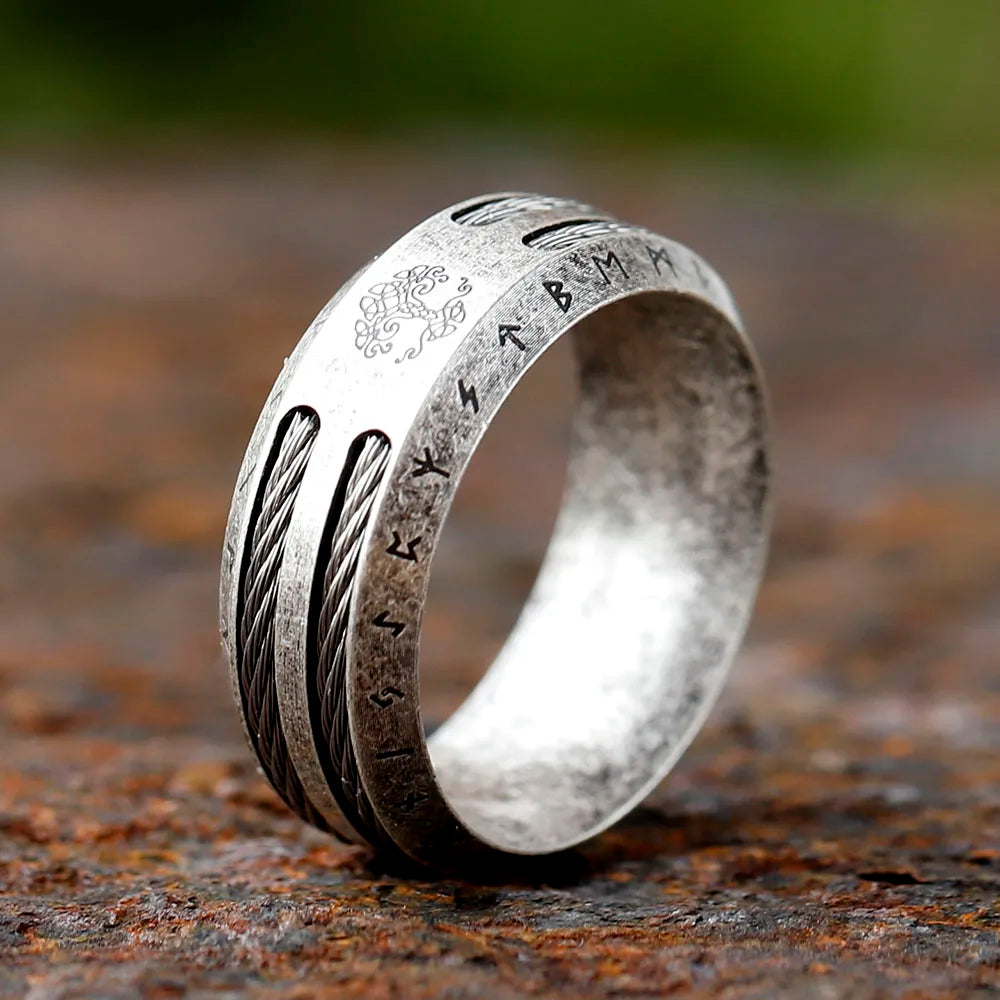 2024 NEW Men's 316L stainless-steel rings retro Odin Viking rune for teen RING Amulet fashion Jewelry Gift Valentine's day Gift