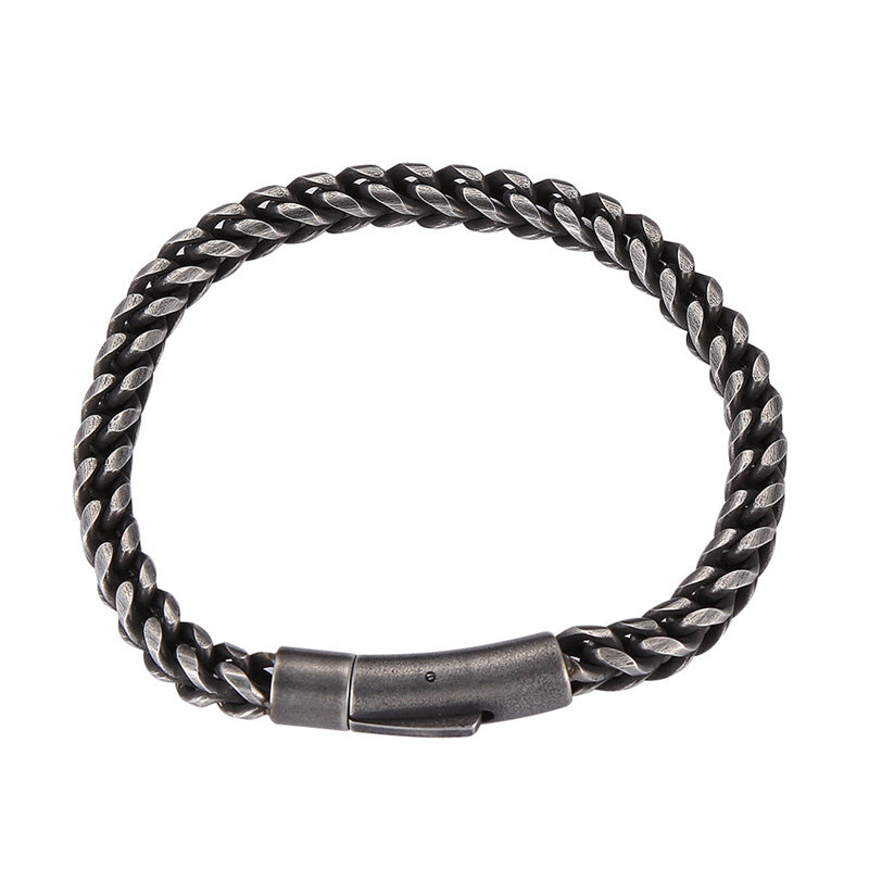 Vintage Chain Link Men Bracelet Handmade Punk Rock Stainless Steel Punk Bracelets Male Hand Jewelry Boyfriend Accessories