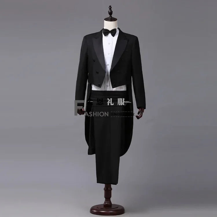2024  Bent Flower Red/black /white Men's Dress Tuxedo Set Two-pieces,magician's Stage Performance, Conductor's Blazer Jacket