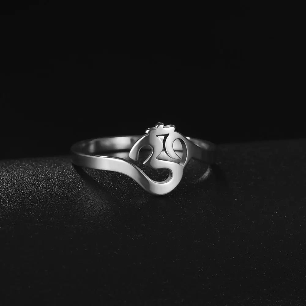 Unift Buddhism Hindu Yoga Om Aum Rings For Women Supernatural Talisman Stainless Steel Amulet Jewelry Religious Meditatio Gifts
