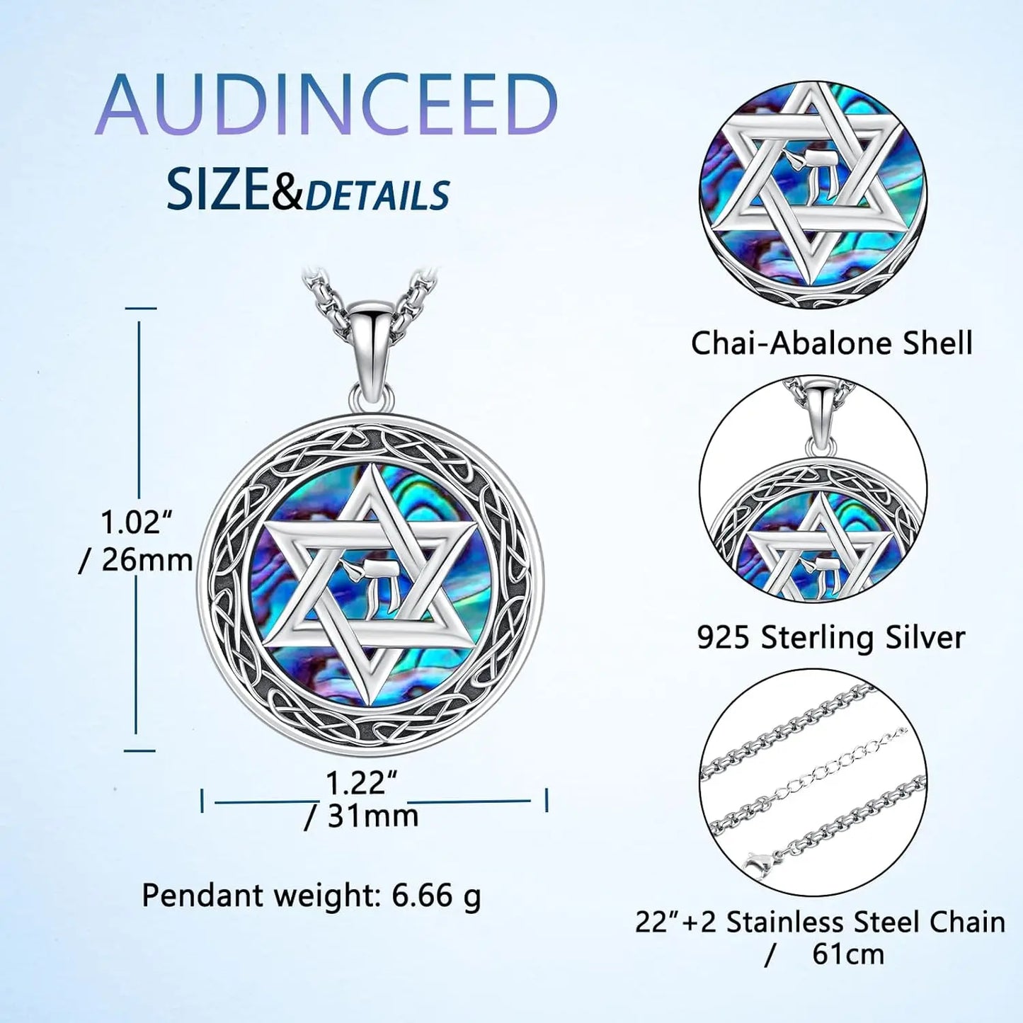 Wiccan Necklace Star of David Necklace 925 Sterling Silver Star of David Pendant Protection Amulet Necklace Gifts for Women Men