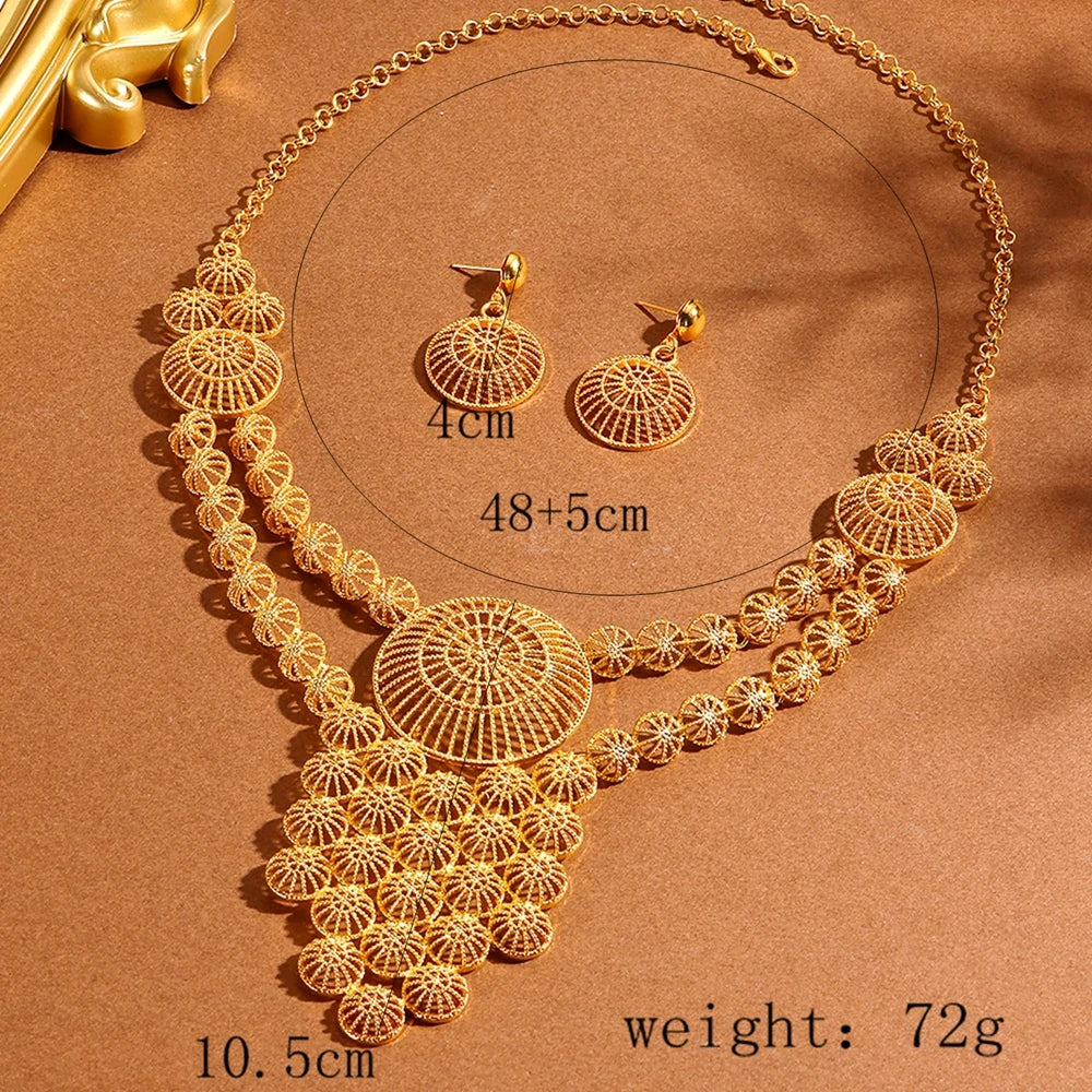 Afghan Fashion Golden Geometric Hollow Carving Rhinestone Coins Tassel Necklaces Earrings Women Kurdish Statement Jewelry Set
