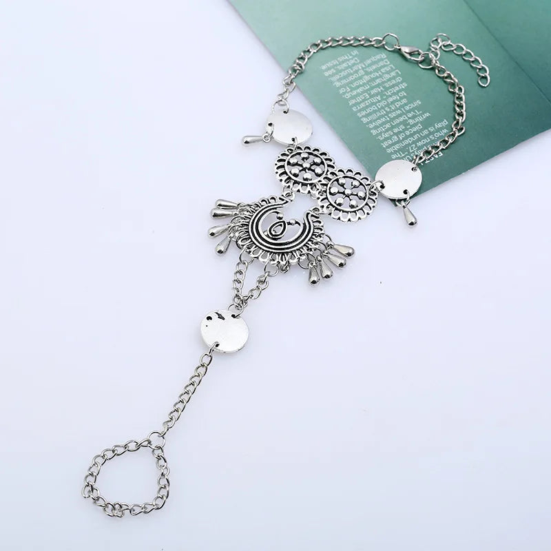 1 Pcs Summer Beach Accessories Woman Foot Jewelry Bohemian Vintage Hollow Carved Toe Ankle Chain For Women