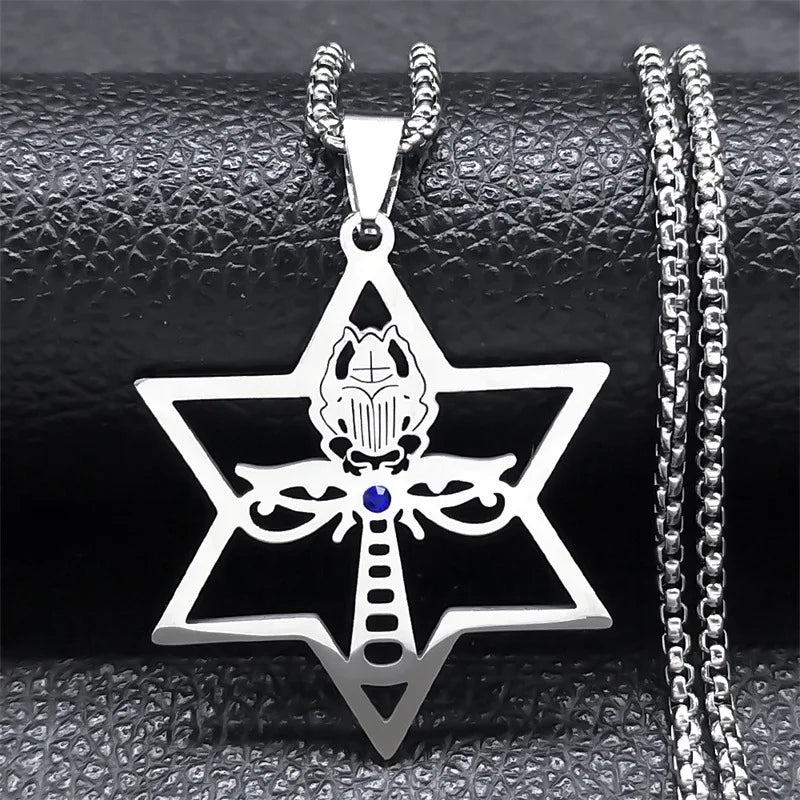 The new hollowed-out six-pointed star David Star necklace is a versatile accessory for couples, featuring a star pendant and a c