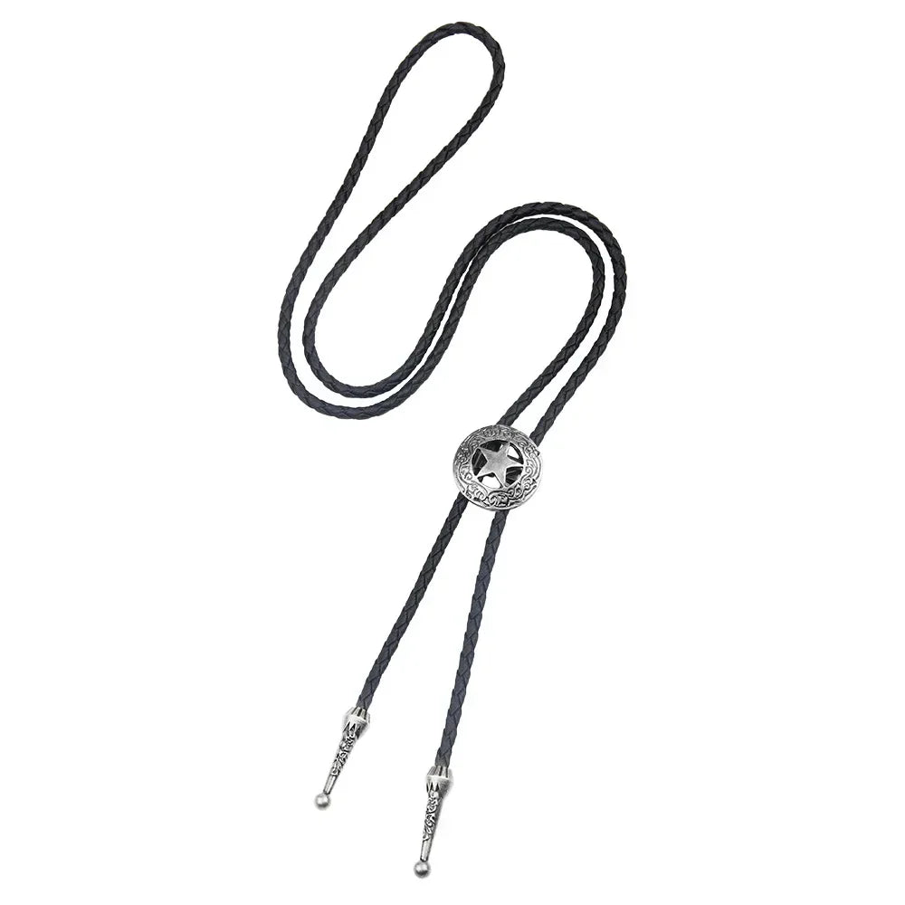Vintage Cowboy Jazz Hat Alloy mens bolo tie Men Women Leather Rope Long Necklace Sweater Chain shirts Bolo Tie Men Accessories