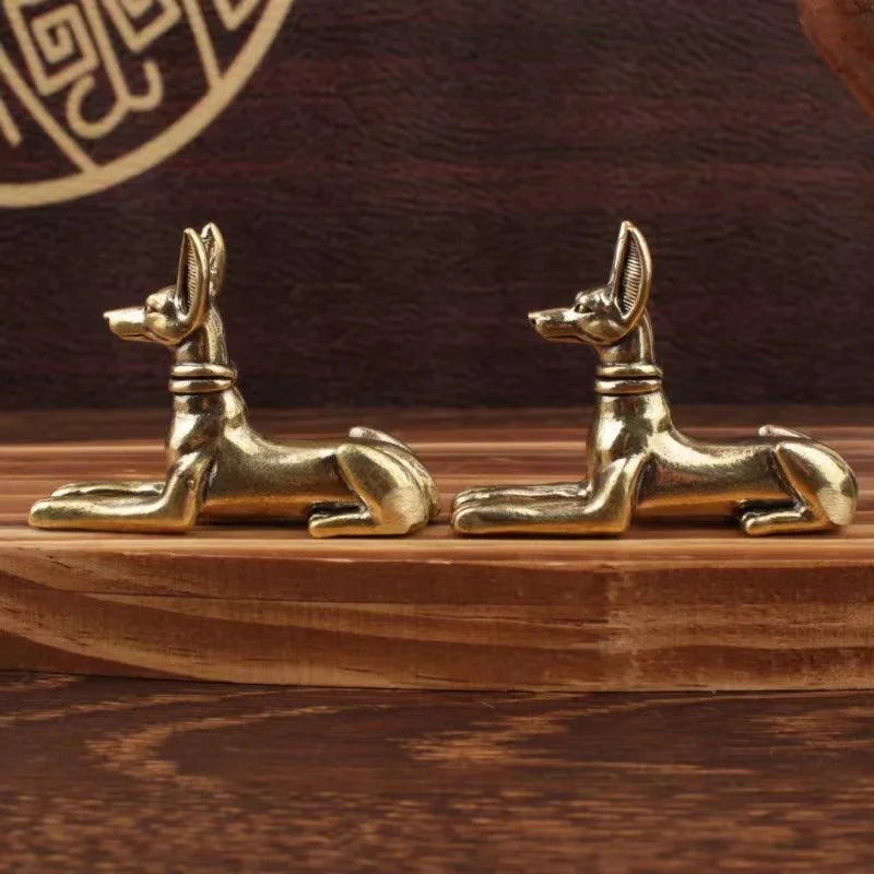 1pc Vintage Brass Egyptian Pharaoh Hound Statue - Exquisite Decorative Art Piece for Home, Office, or Cafe, Ideal for Bookshelve
