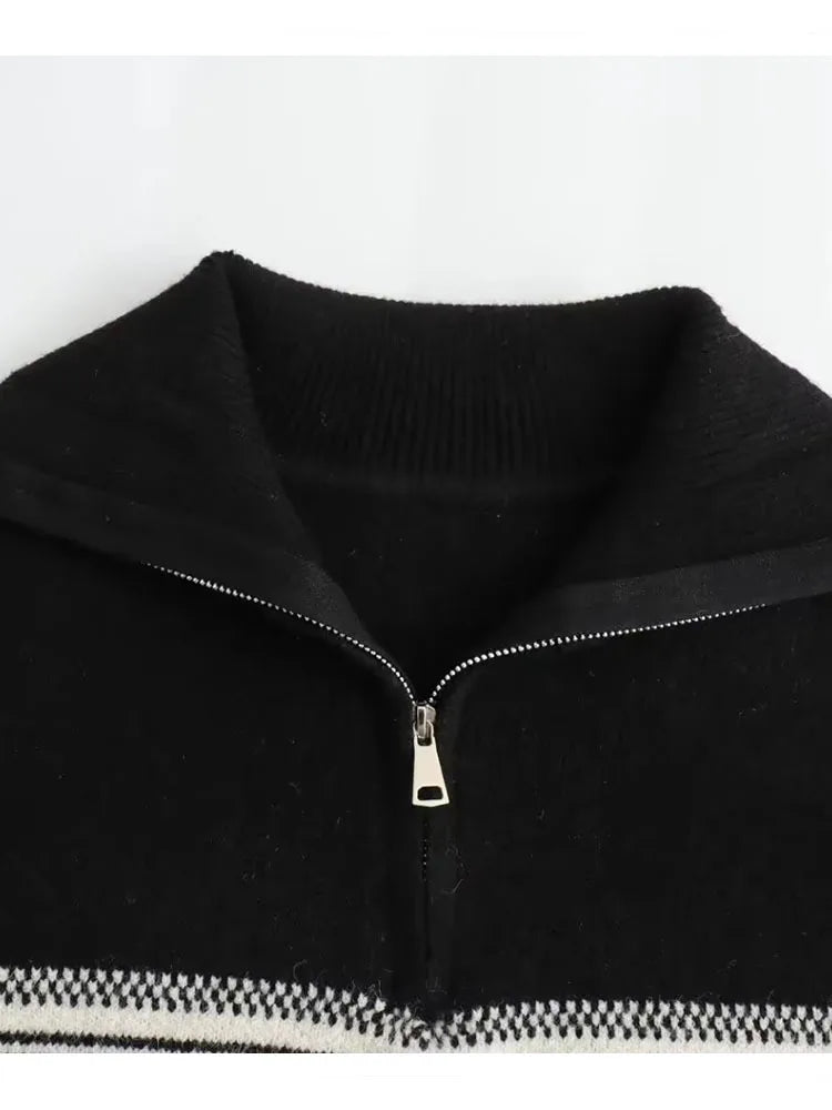 2024 Women Christmas Sweaters Long Sleeve Turn-down Collar Oversized Ugly Holiday Knitted Pullover Sweater