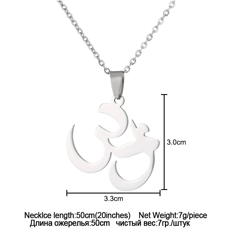 2024 new fashion stainless steel Aum Yoga necklace for women and men couples ethnic style accessory collarbone chain anniversary