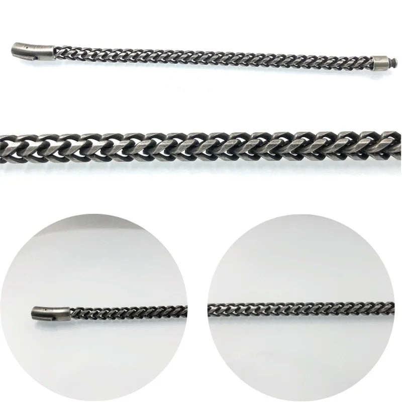 Vintage Chain Link Men Bracelet Handmade Punk Rock Stainless Steel Punk Bracelets Male Hand Jewelry Boyfriend Accessories