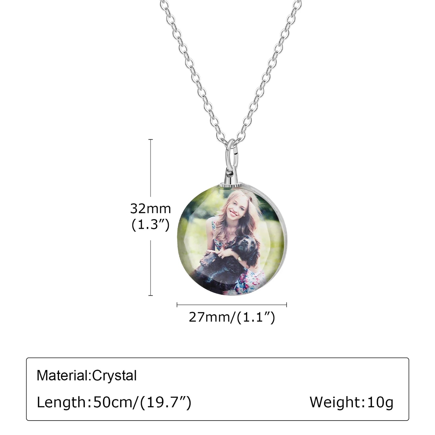 Vnox Custom Photo Picture Necklaces for Women Men, Personalize Two Sides Image Pendant, Crystal Heart Coin Collar Memorial Gift
